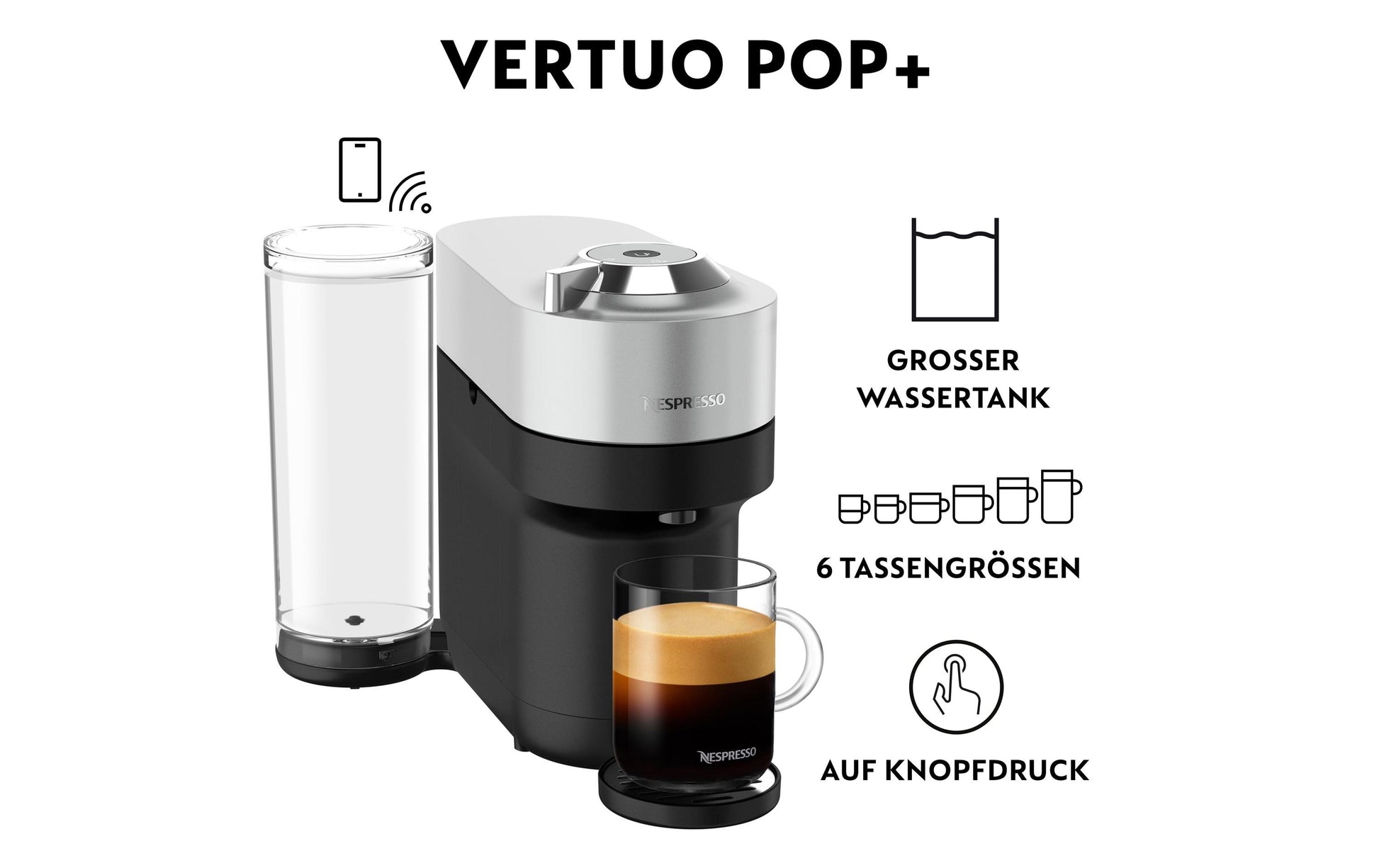 De’Longhi Vertuo Pop+ ENV95.S Kapselmaschine – für Nespresso-Kapseln, 1,1 l, Silber