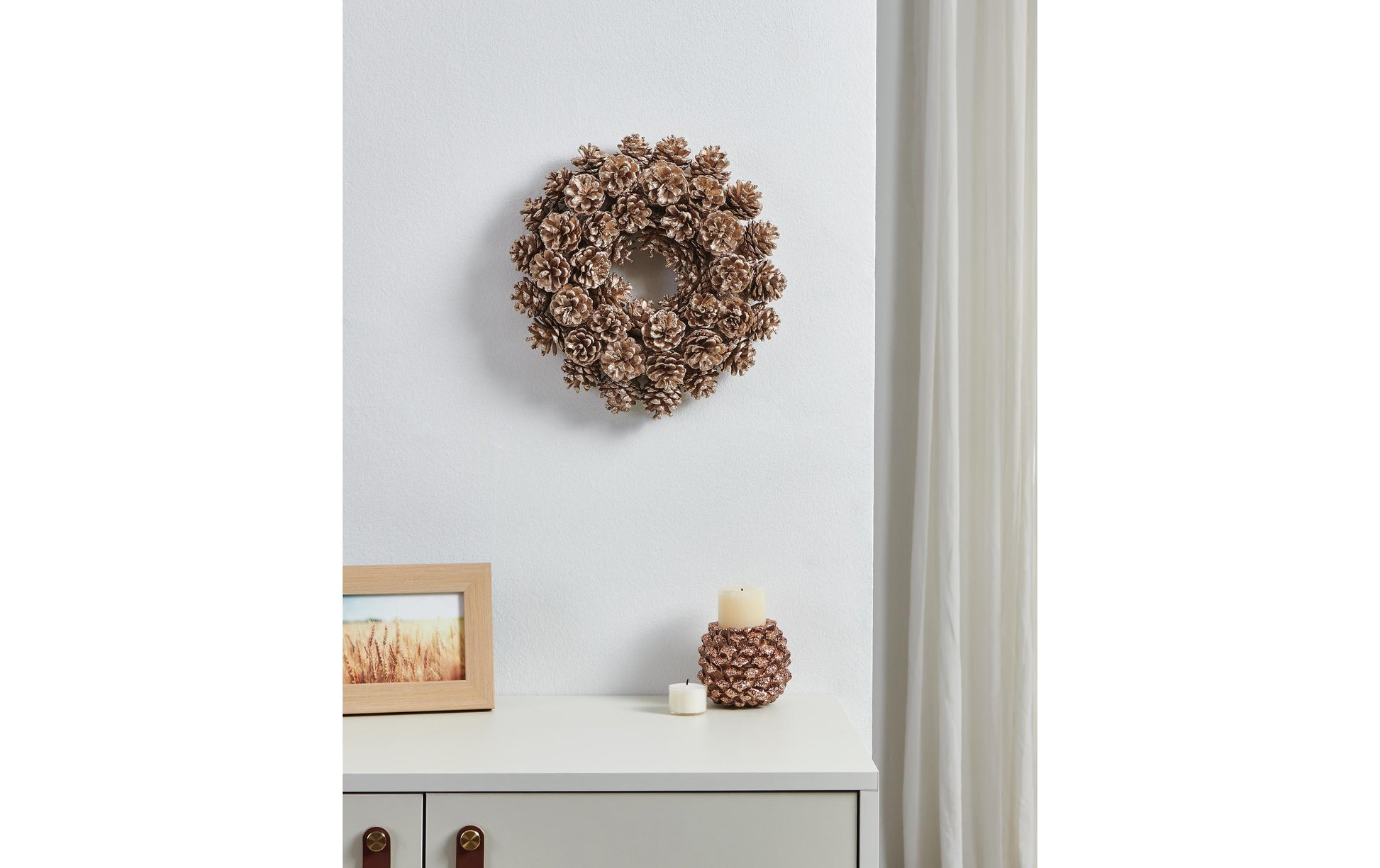 EGLO Gunung Weihnachtskranz – Ø 29,5 × 7 cm – Kiefernholz, Braun