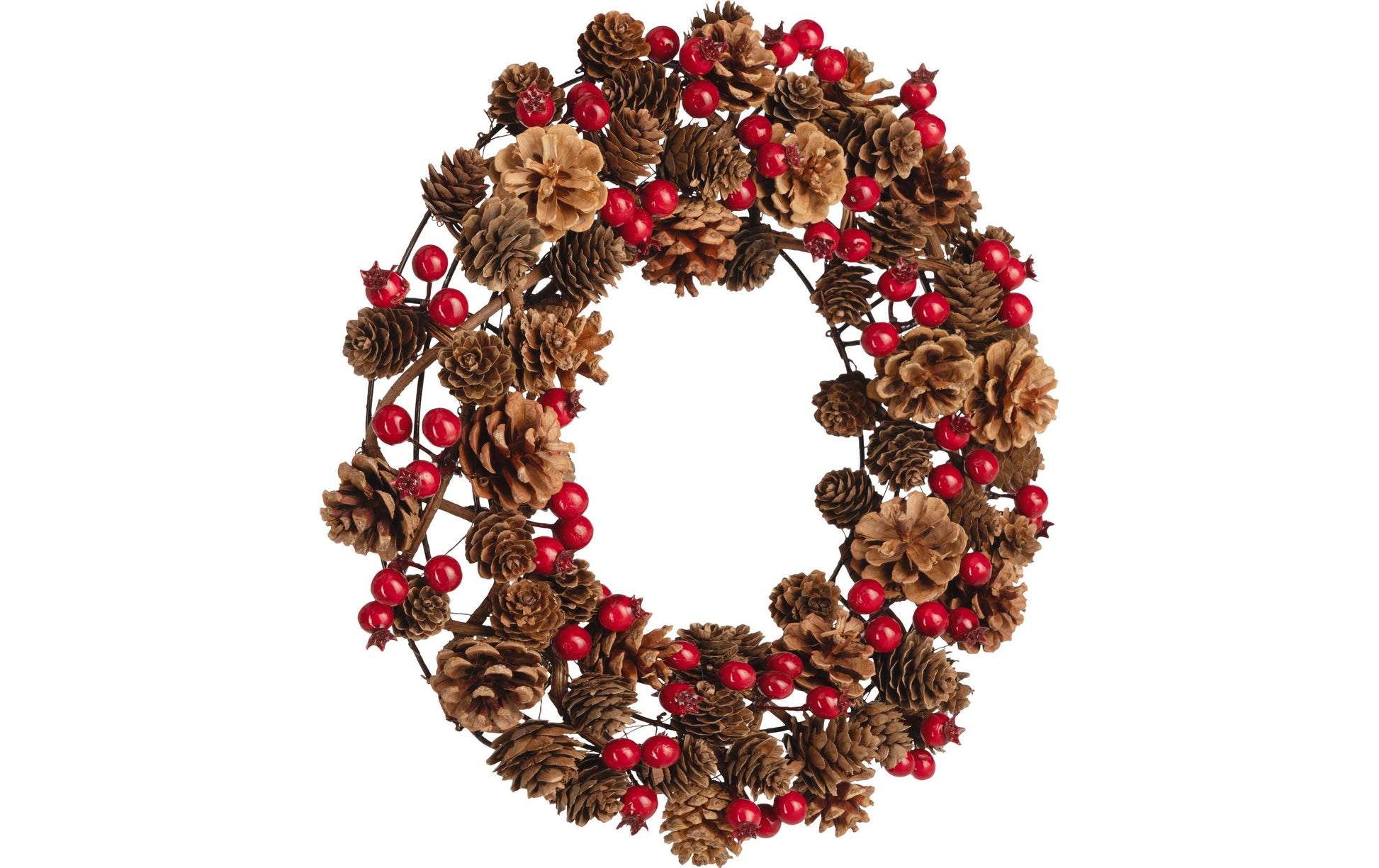 EGLO Weihnachtskranz – Ø 37 × 7,5 cm – Kiefernholz, mehrfarbig