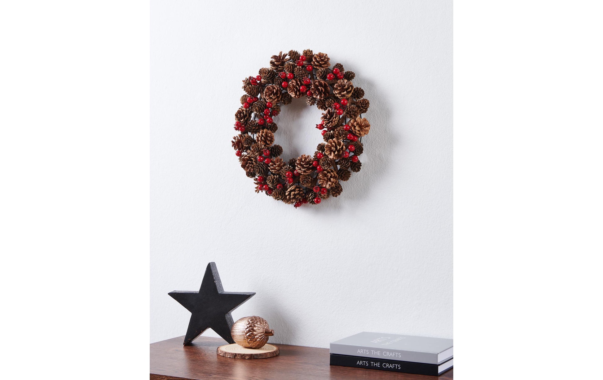 EGLO Weihnachtskranz – Ø 37 × 7,5 cm – Kiefernholz, mehrfarbig