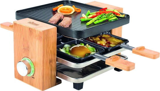 Koenig Raclette-Grill B02167 – 4 Personen, 21 × 23 cm Grillfläche, 700 W, Aluminium-Grillplatte – Schwarz