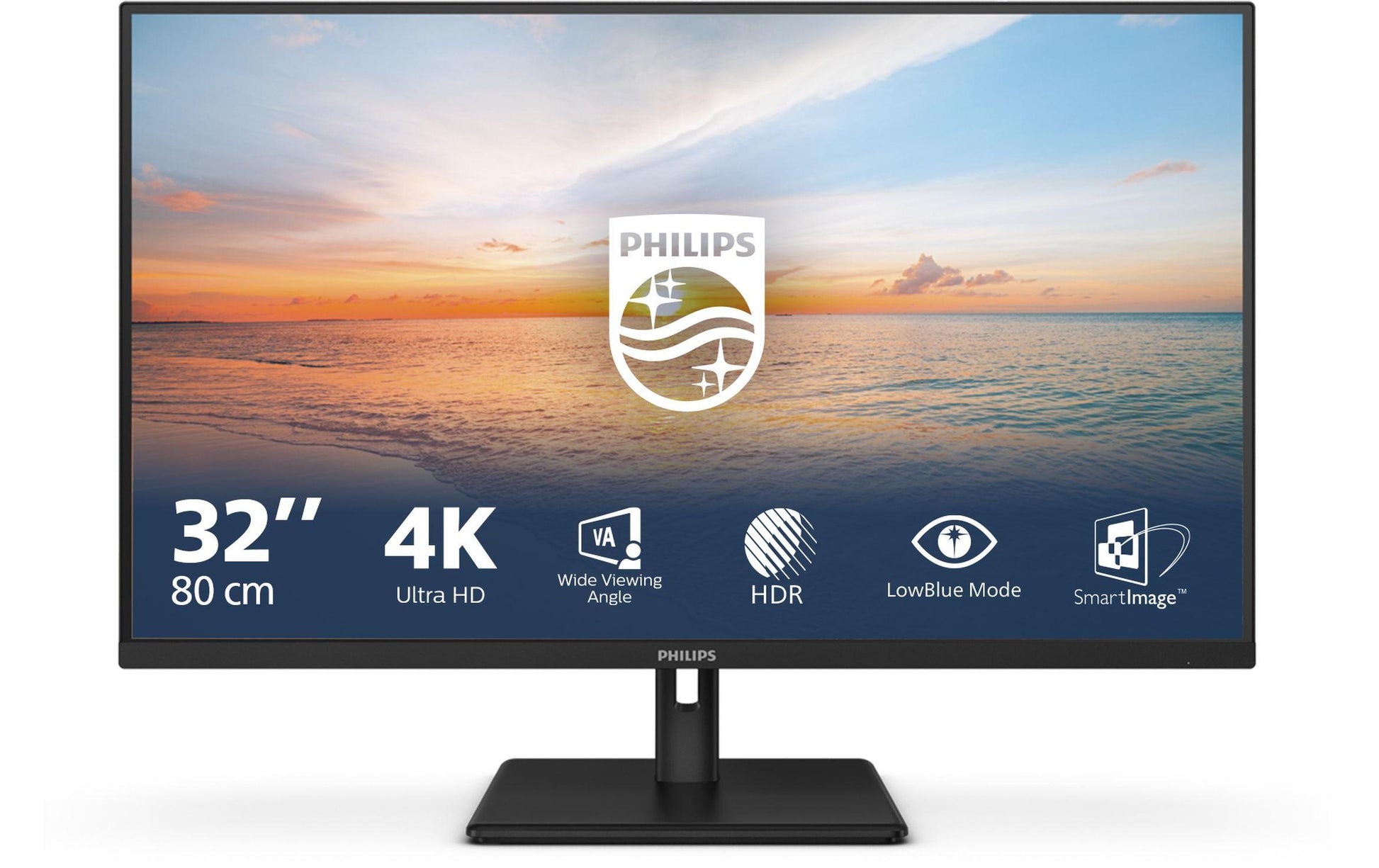 Philips 32E1N1800LA/00 – Monitor, 32" 3840 × 2160 (UHD 4K), VA, 60 Hz, 300 cd/m², VESA 100 × 100, Schwarz