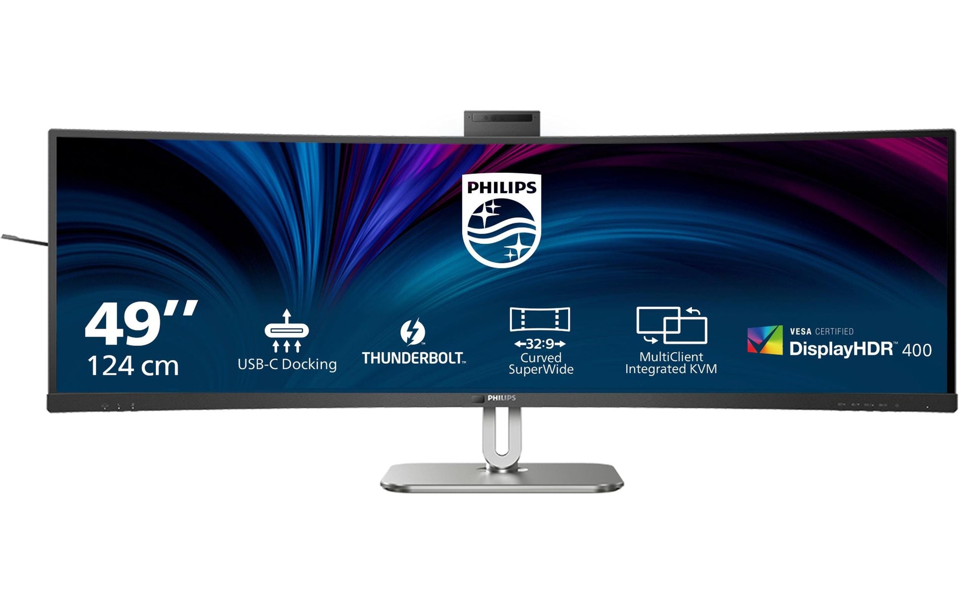 Philips 49B2U6903CH/00 – Monitor, 48,8" 5120 × 1440 (Dual QHD), VA, 450 cd/m², Webcam, Schwarz