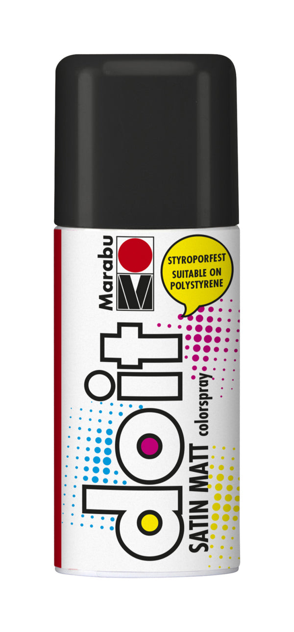 Marabu Farbspray – Schwarz, seidenmatt – 150 ml – für Holz, Metall, Kunststoff