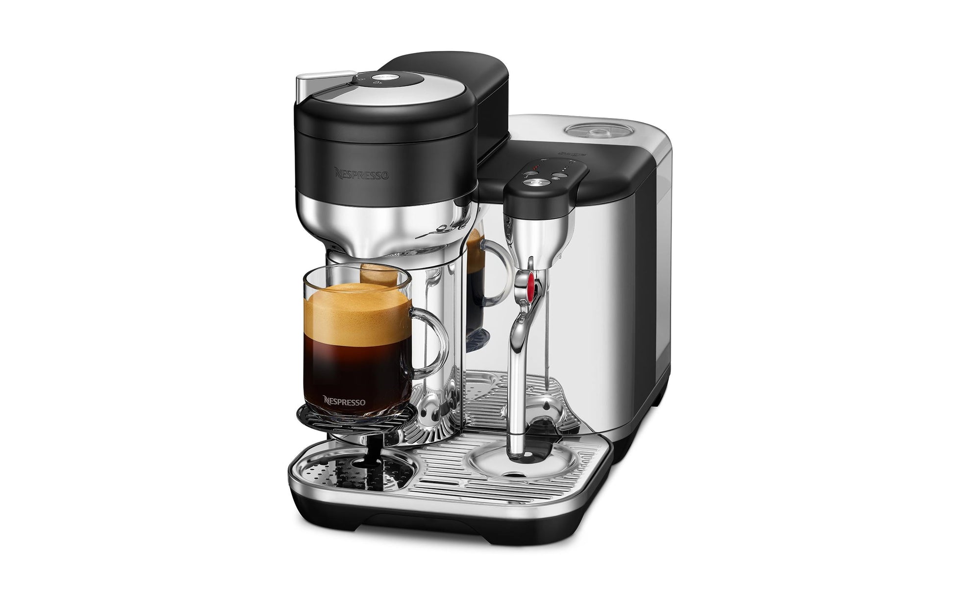 Sage Software Sage Kapselmaschine – für Nespresso Vertuo, 2 l, schwarz/Edelstahl, 22,8 × 32,1 × 41,7 cm