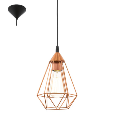 EGLO Hängeleuchte Tarbes – Ø 17,5 × 110 cm, 60 W, dimmbar, exkl. E27, schwarz/kupfer