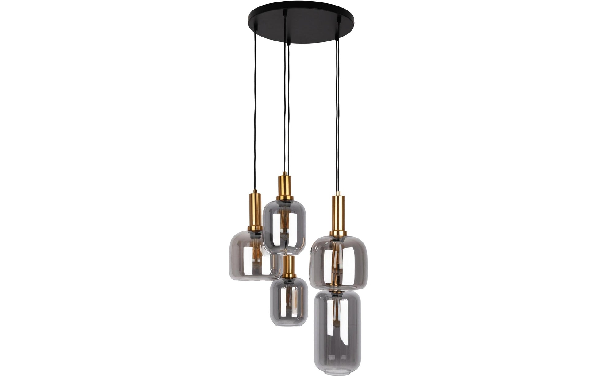 Näve Pendelleuchte 5-flammig Fumo – Ø 54,8 × 150 cm, 40 W, E27, inkl. Leuchtmittel, schwarz/gold