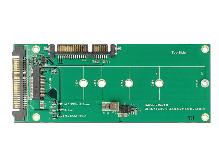 DeLOCK 62864 Adapter U.2/SATA zu M.2 – 6 Gbit/s, M.2 Key-B, für NVMe M.2 oder SATA M.2 – Schwarz/Grün