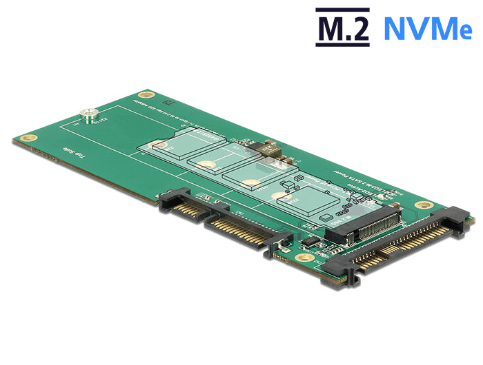 DeLOCK 62864 Adapter U.2/SATA zu M.2 – 6 Gbit/s, M.2 Key-B, für NVMe M.2 oder SATA M.2 – Schwarz/Grün
