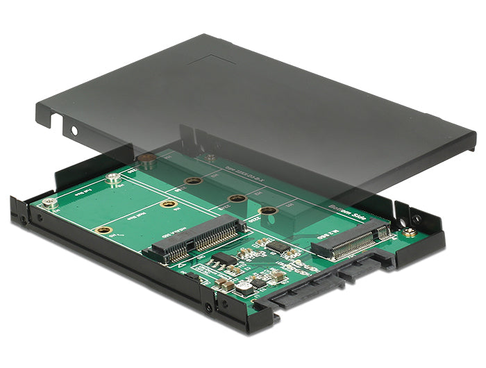 DeLOCK 62866 Adapter M.2/mSATA zu SATA – 6 Gbit/s, 2,5" Gehäuse 9,5 mm, für M.2 (SATA) und mSATA