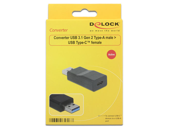DeLOCK USB-Adapter USB-A auf USB-C – USB 3.2 Gen 2 (10 Gbit/s) – Schwarz