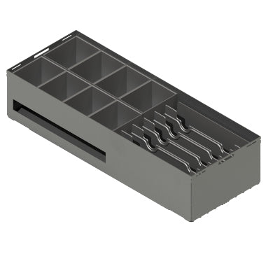 apg Solutions 460 Flip Lid Einsatz – Kassenladen-Einsatz, 6 Scheine/8 Münzen, Metall, Schwarz