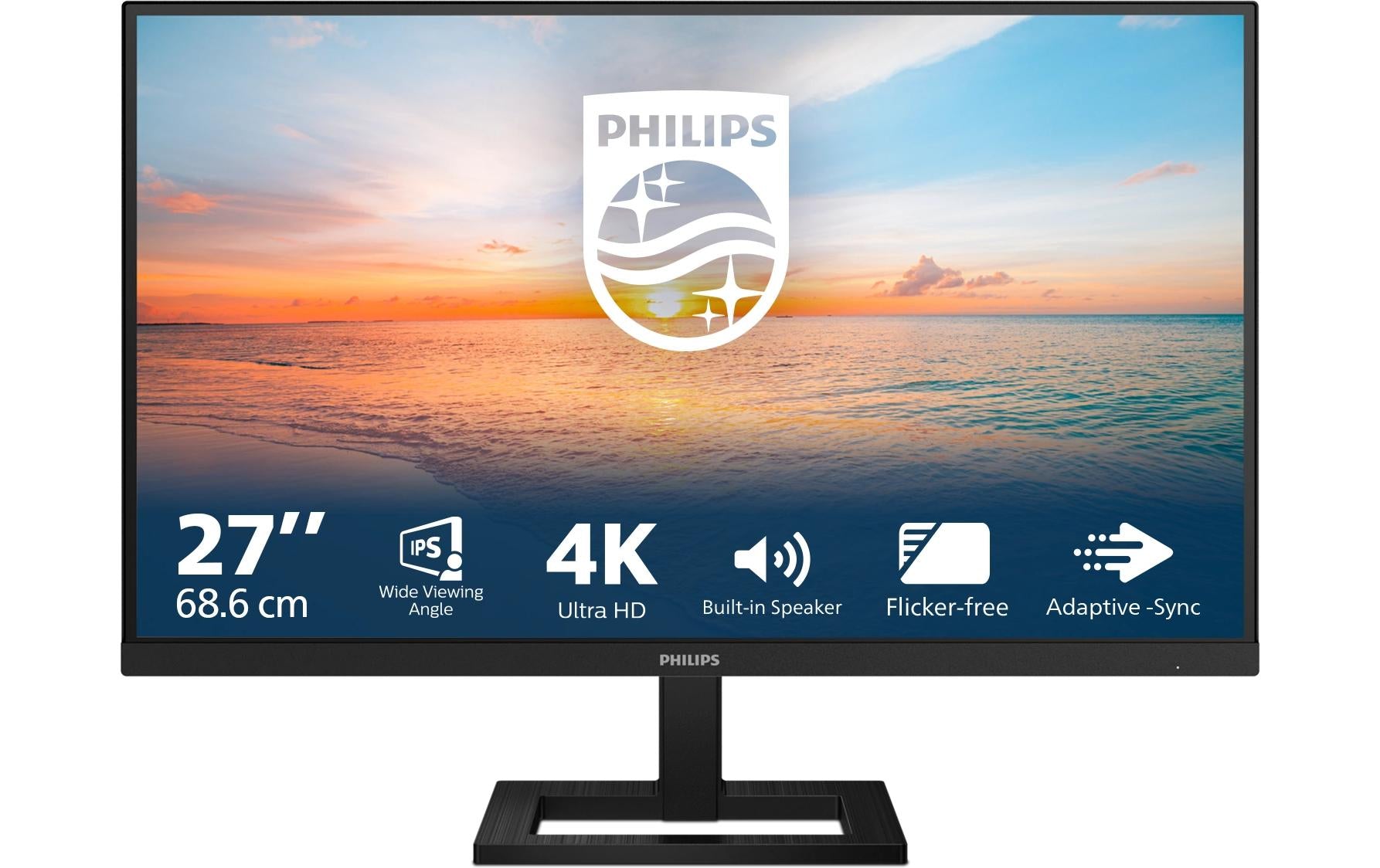 Philips 27E1N1800AE/00 – Monitor, 27", IPS, 60 Hz, 350 cd/m², Adaptive Sync, VESA 100 × 100, Schwarz