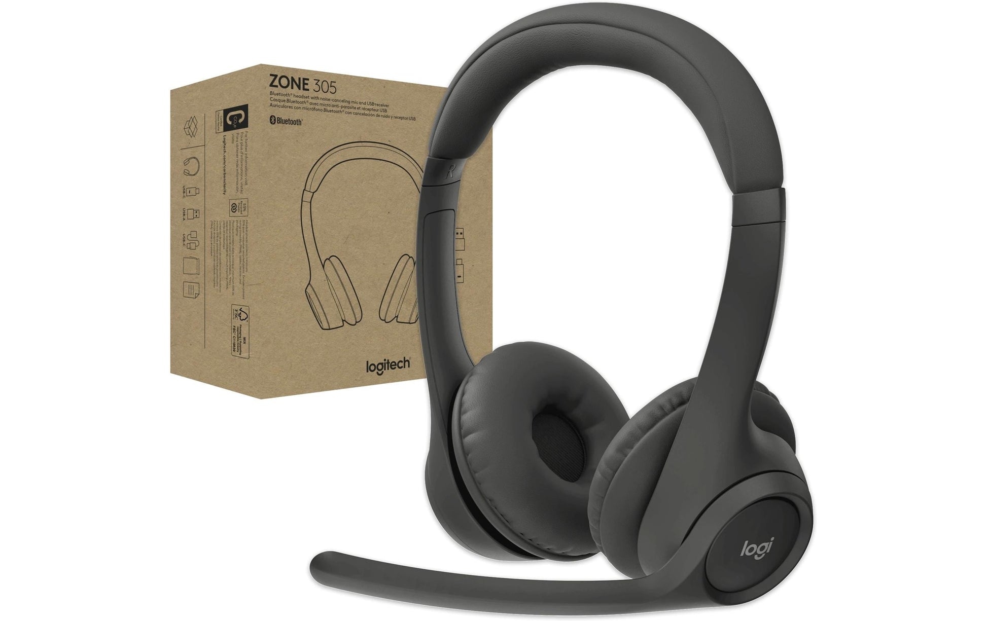 Logitech Zone 305 – Headset – Bluetooth – Schwarz – für Microsoft Teams