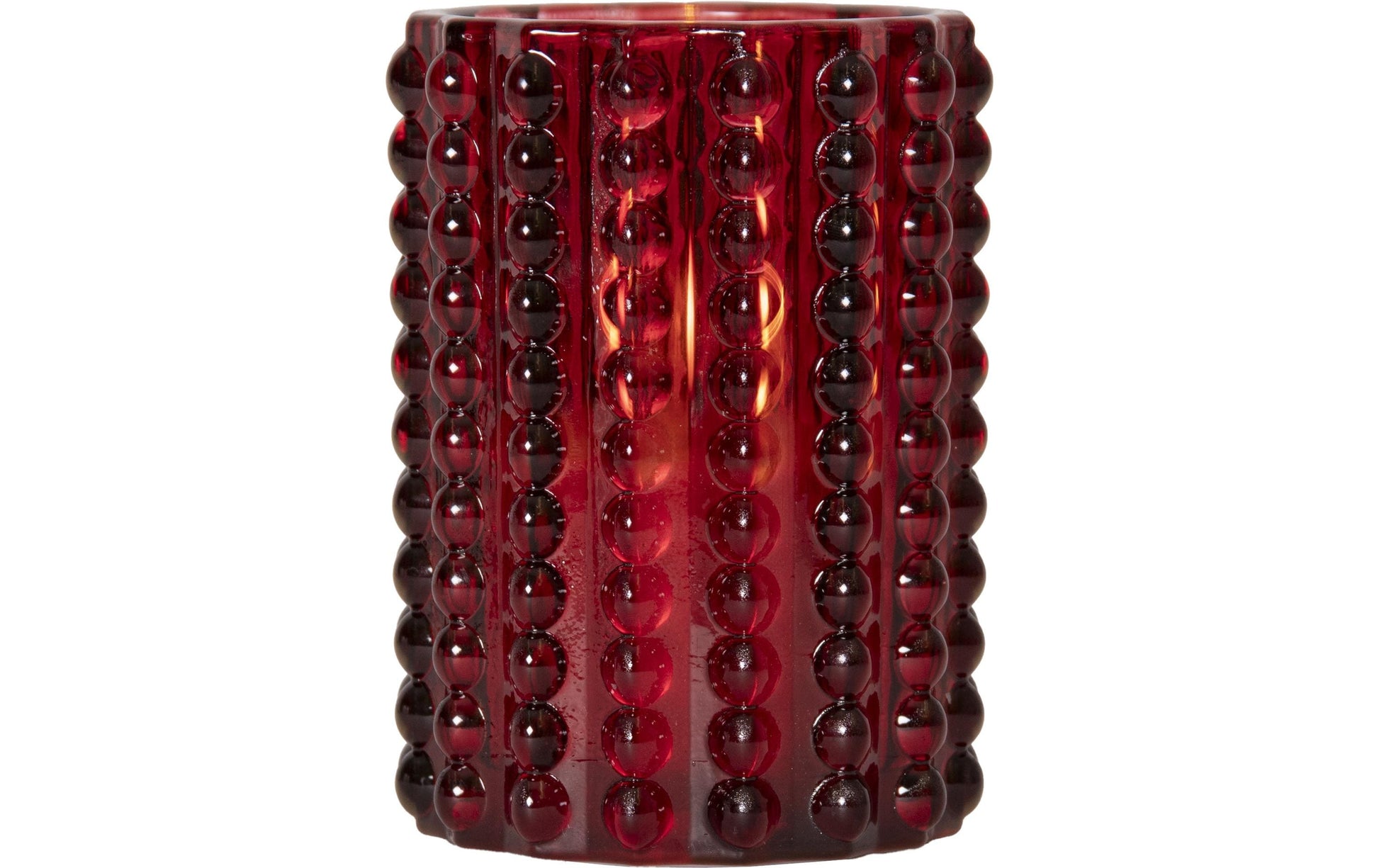 Star Trading LED-Teelicht Dotty – Ø 9 × 12,5 cm, 0,02 W, warmweiss, rot, batteriebetrieben, Timer 6 h/18 h