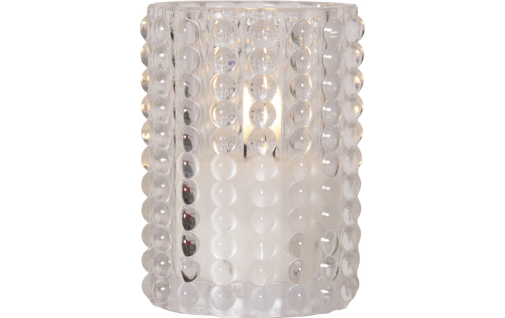 Star Trading LED-Kerze – Ø 9 × 13 cm – transparent, warmweiss, Timer