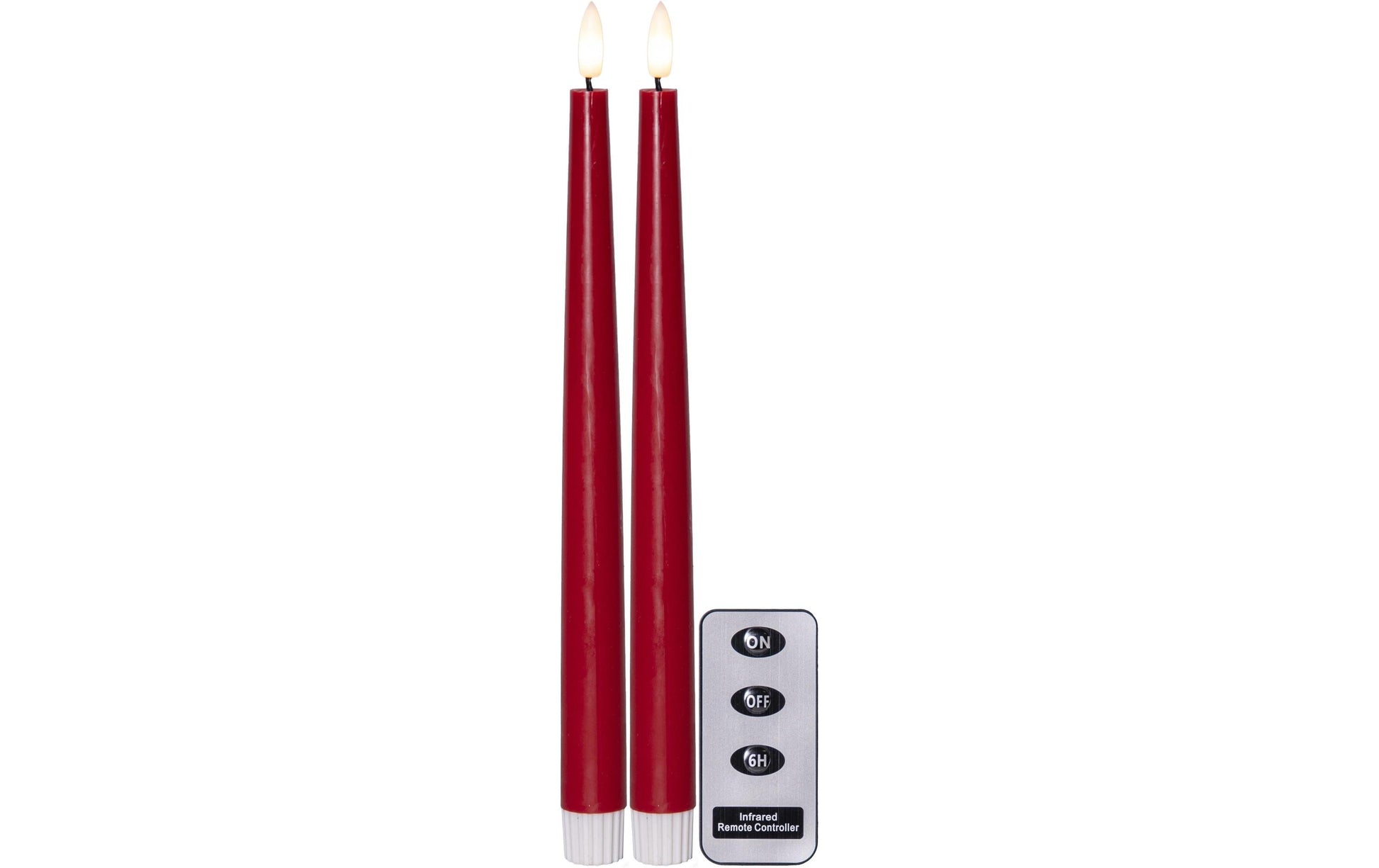 Star Trading LED Dinnerkerze – 28,5 cm – Timer 6 Std. an/18 Std. aus – 2-teilig, rot