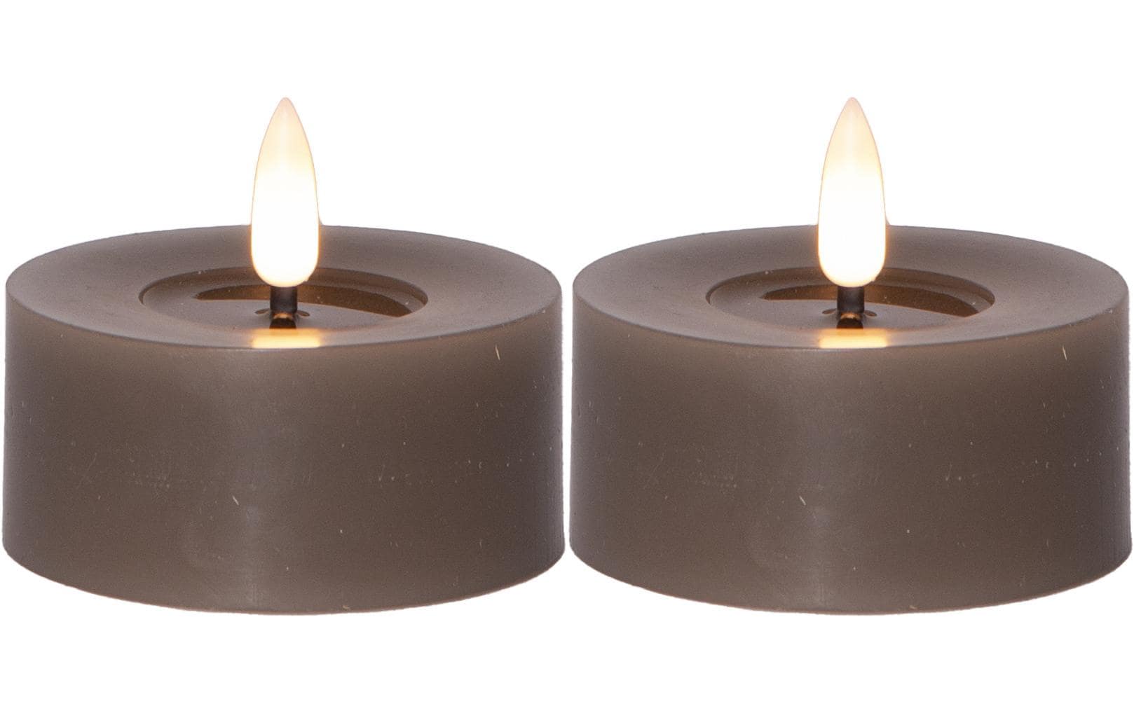 Star Trading LED-Teelicht – 2er Pack, Ø 7 × 5,5 cm, Warmweiss, Braun, Timer
