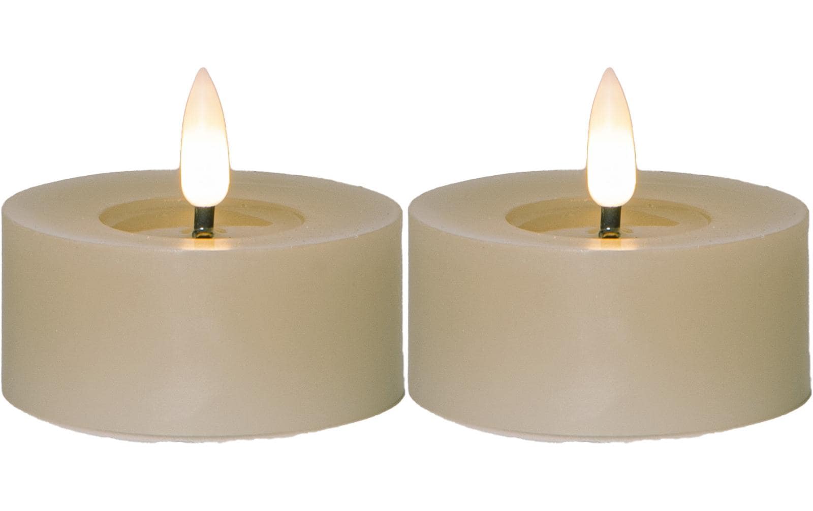 Star Trading Teelicht Flow – Batteriebetrieben, Timer, 2er-Pack – Beige