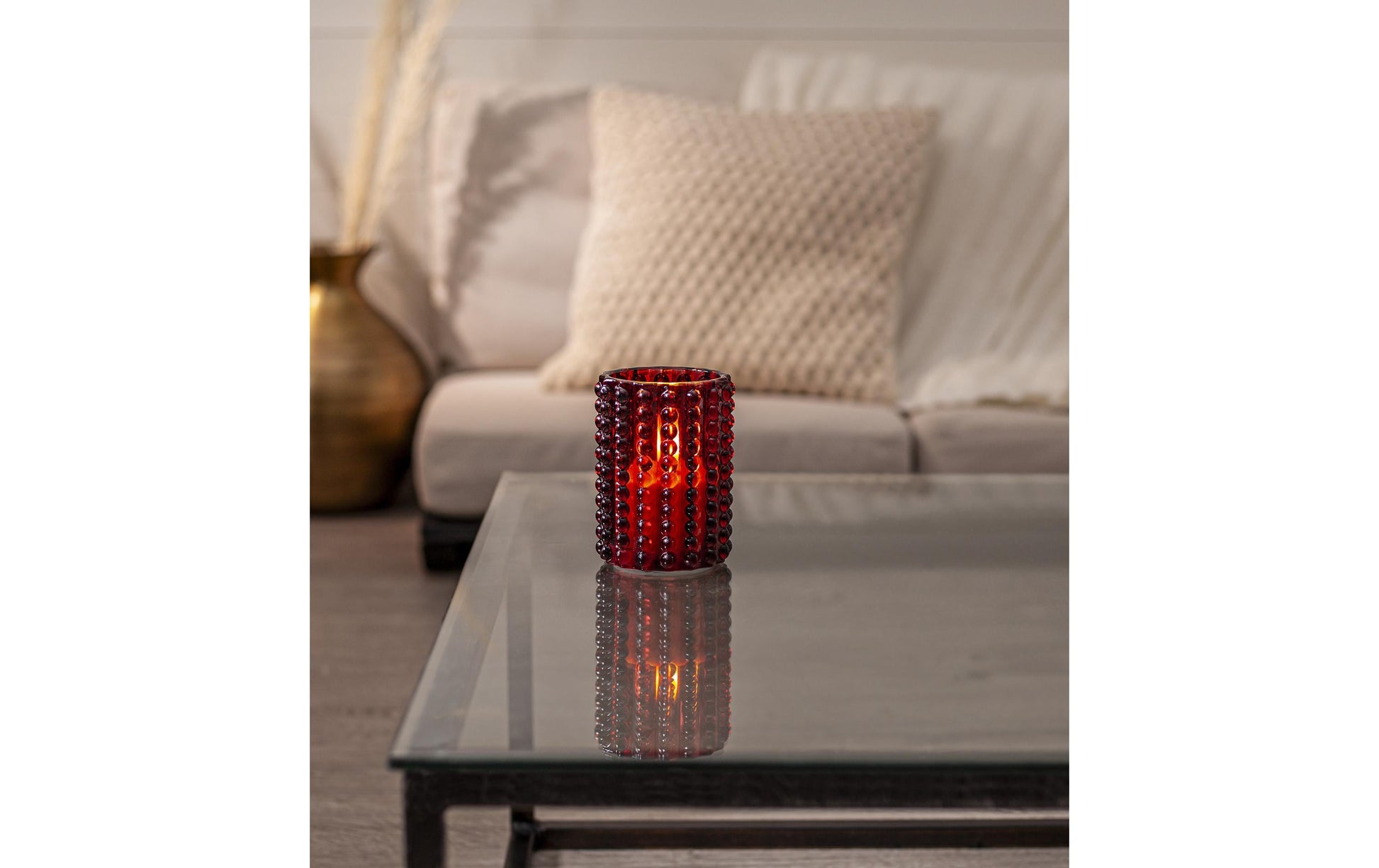 Star Trading LED-Teelicht Dotty – Ø 9 × 12,5 cm, 0,02 W, warmweiss, rot, batteriebetrieben, Timer 6 h/18 h