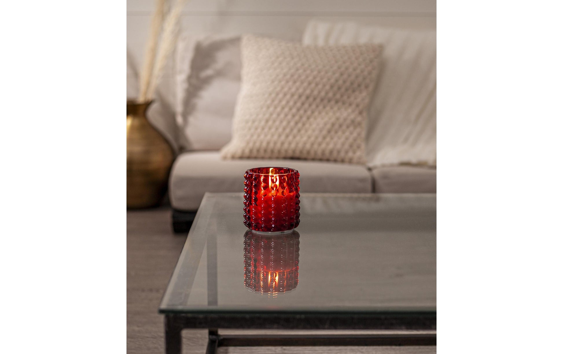 Star Trading LED Kerze – batteriebetrieben, Timer 6 h an / 18 h aus – Ø 9 × 9,5 cm, Rot