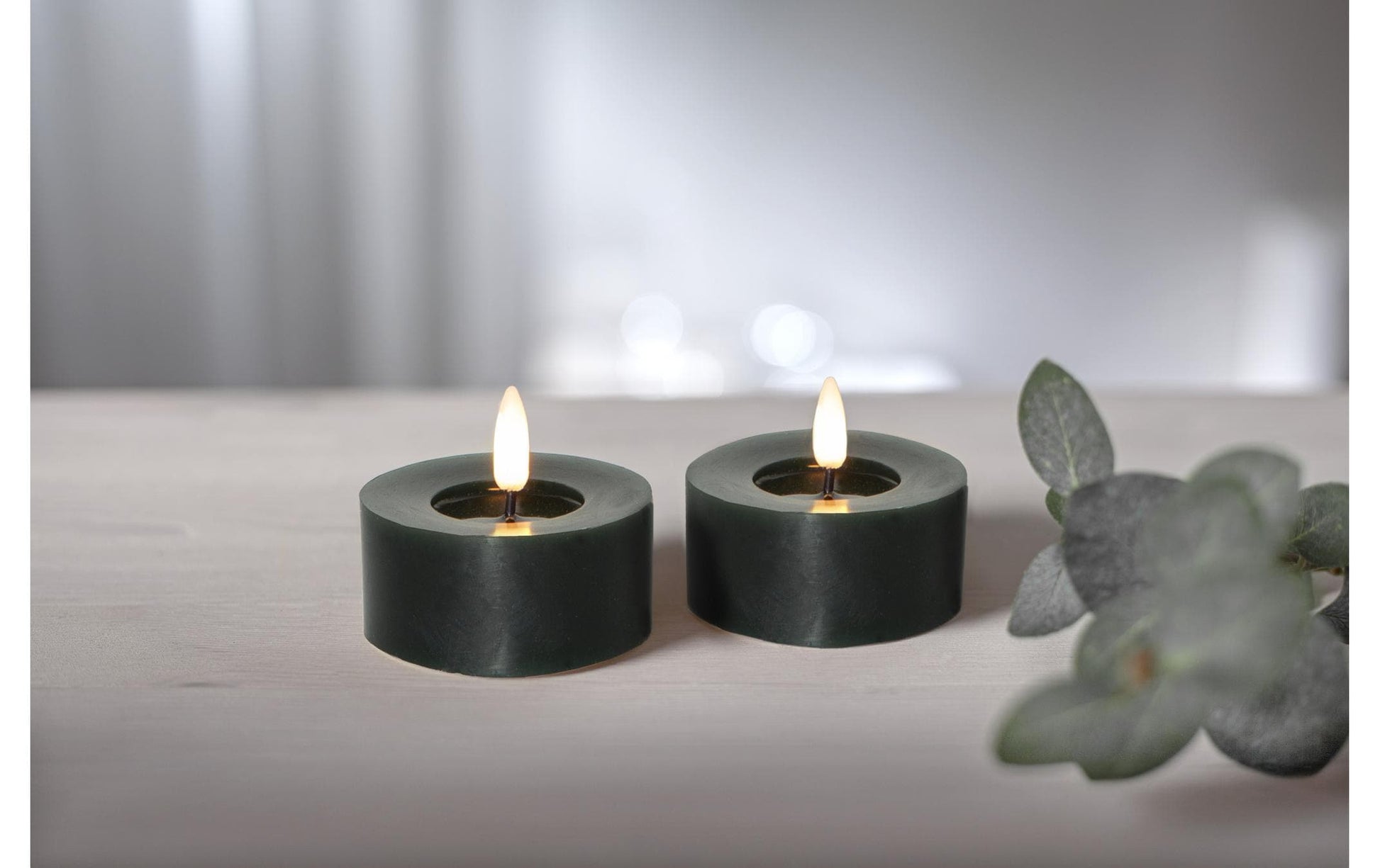 Star Trading LED-Teelicht – batteriebetrieben, Timer, IP20, 2er-Pack – grün