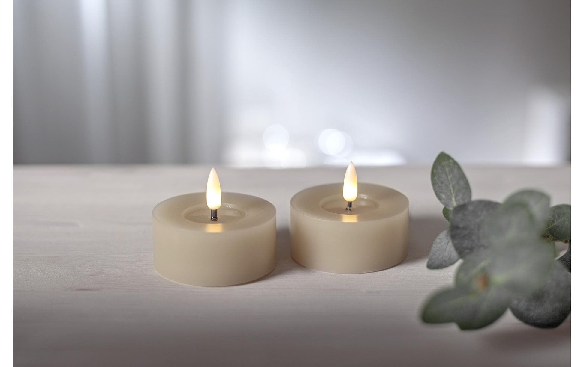 Star Trading Teelicht Flow – Batteriebetrieben, Timer, 2er-Pack – Beige