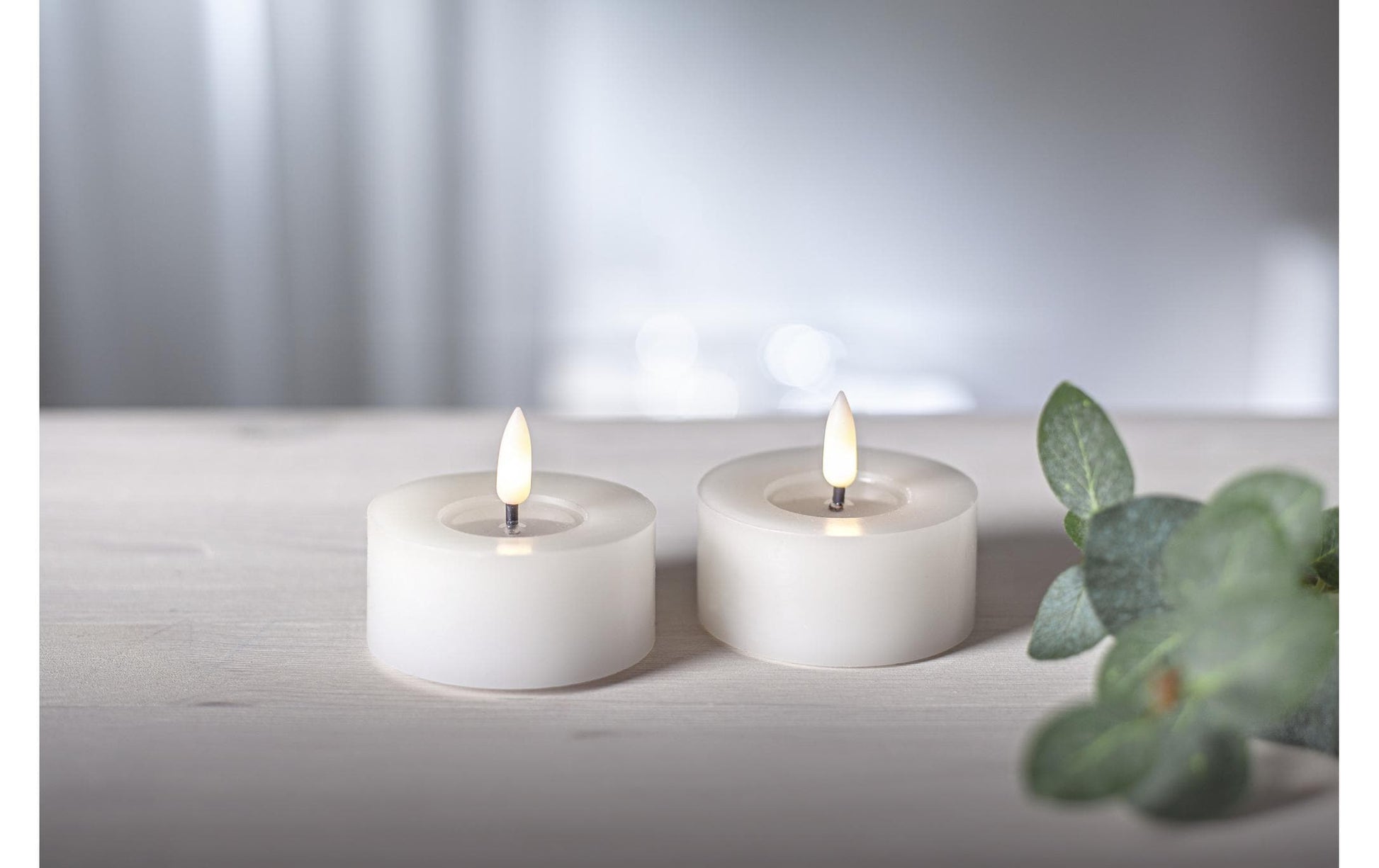 Star Trading Teelicht – 2er Pack, Ø 7 × 5,5 cm, 0,01 W, Warmweiss, Batteriebetrieb, Timer, Weiss