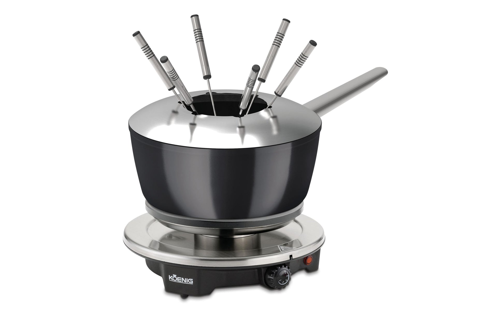 Koenig Fondue-Set One for all – Aluminium, 2 l, 6 Personen – schwarz/Edelstahl