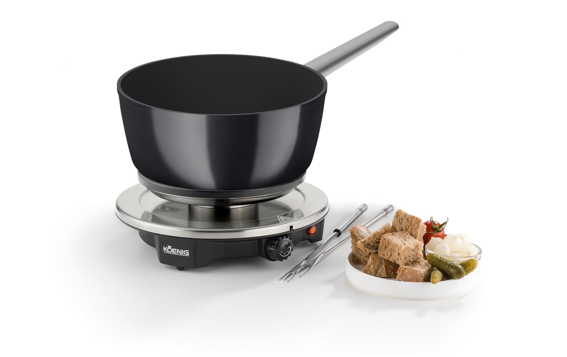 Koenig Fondue-Set One for all – Aluminium, 2 l, 6 Personen – schwarz/Edelstahl
