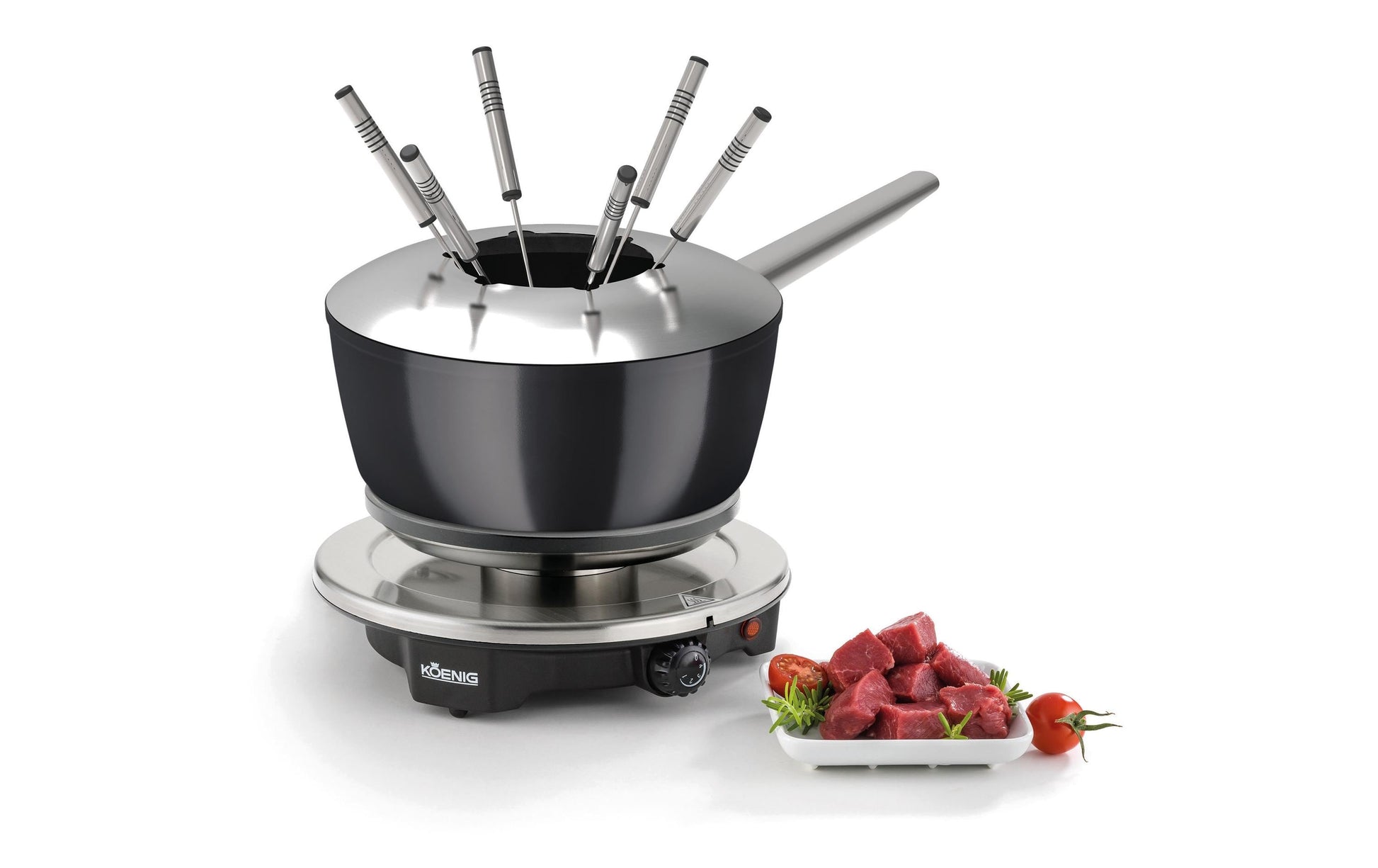 Koenig Fondue-Set One for all – Aluminium, 2 l, 6 Personen – schwarz/Edelstahl