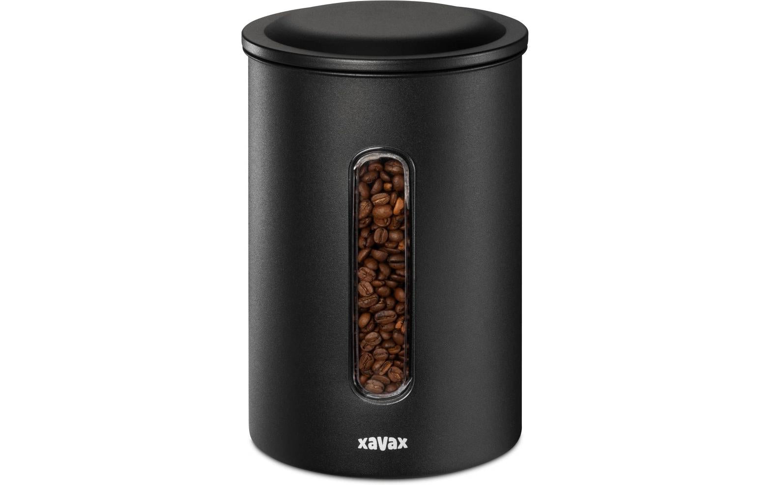 Xavax Vorratsdose 1,5 l, Ø 15 × 24,5 cm, Edelstahl, luftdicht, schwarz