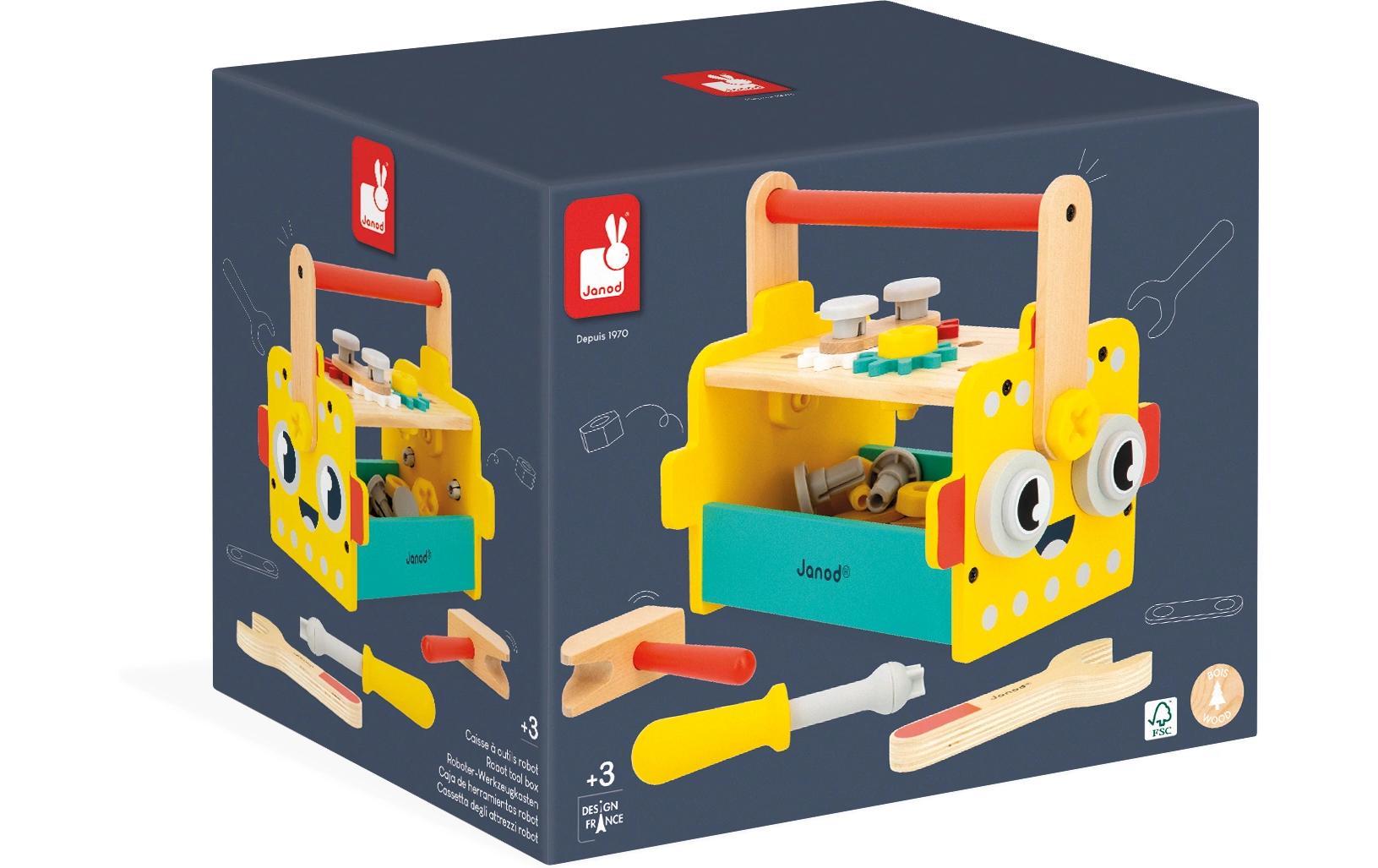 JANOD Brico'Kids Werkzeugkoffer – 30-teilig – ab 3 Jahren – Holz, mehrfarbig, FSC