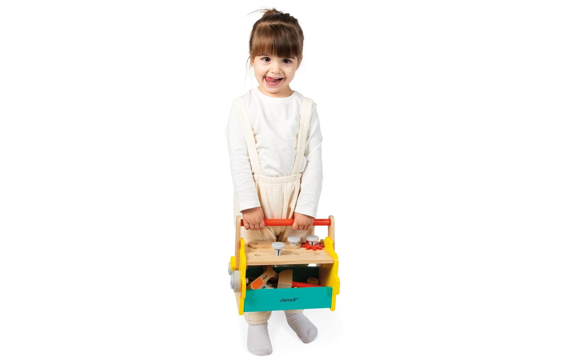 JANOD Brico'Kids Werkzeugkoffer – 30-teilig – ab 3 Jahren – Holz, mehrfarbig, FSC