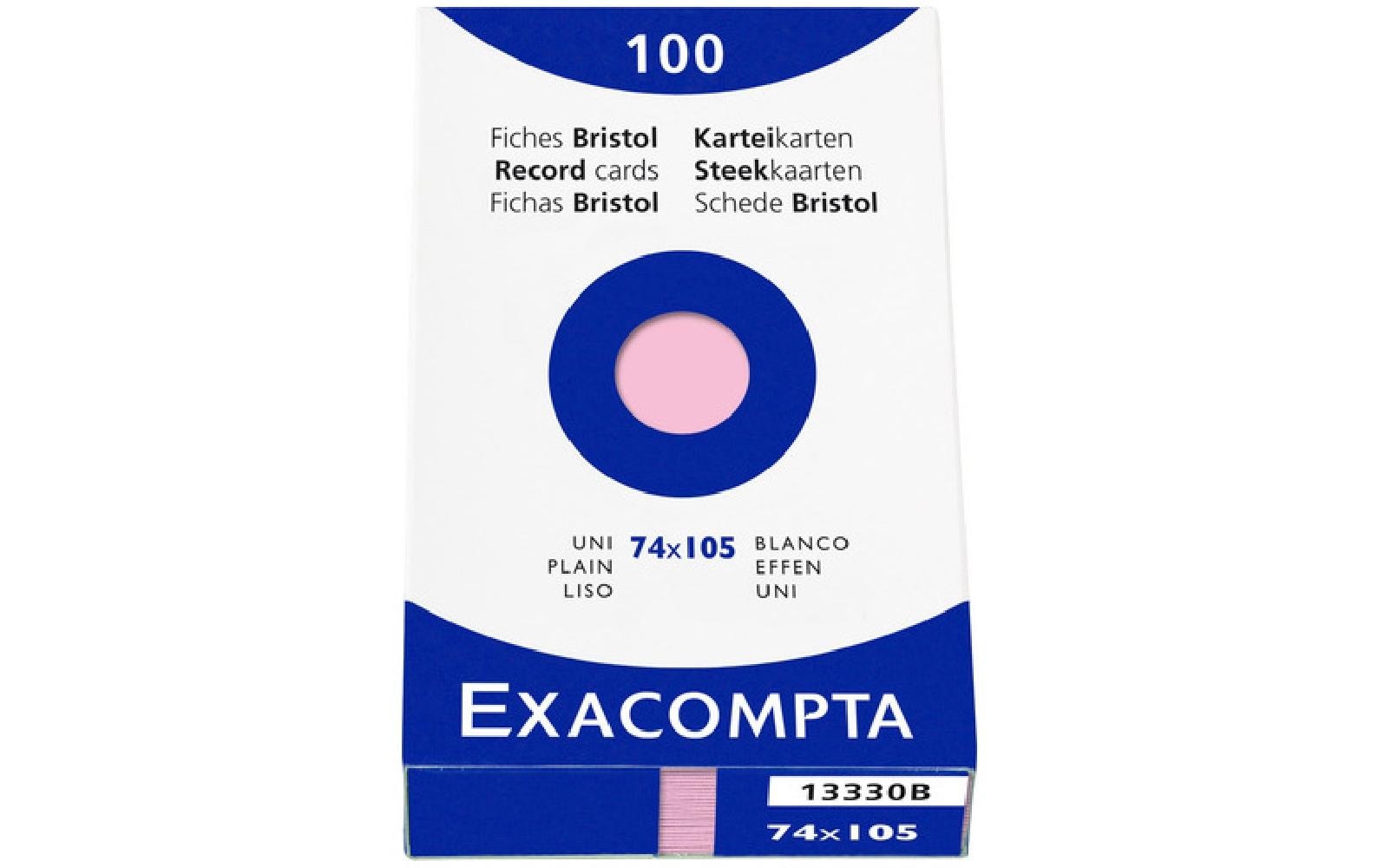 Exacompta Karteikarten A7 Querformat, Blanko, Rosa, 205 g/m², Karteikarton – 100 Stück