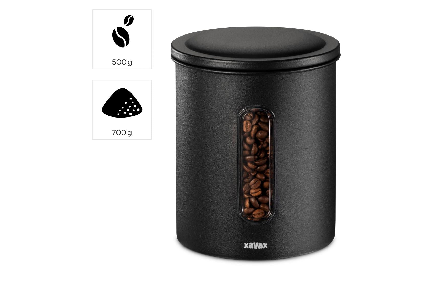 Xavax Vorratsdose 700 ml, Ø 12,5 × 16,5 cm, Edelstahl, luftdicht, schwarz