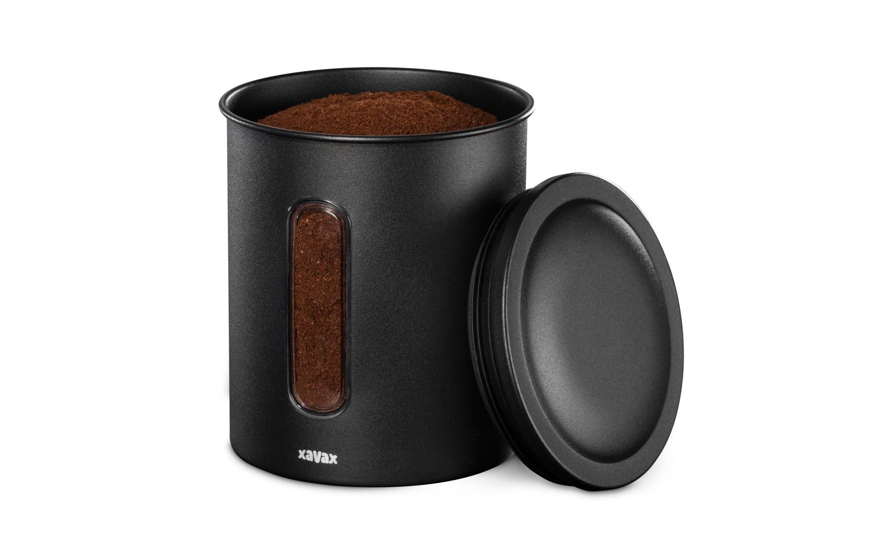 Xavax Vorratsdose 700 ml, Ø 12,5 × 16,5 cm, Edelstahl, luftdicht, schwarz