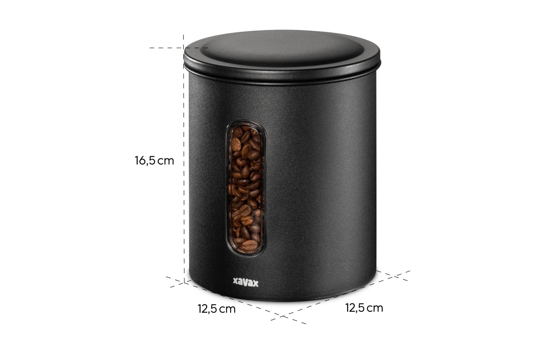 Xavax Vorratsdose 700 ml, Ø 12,5 × 16,5 cm, Edelstahl, luftdicht, schwarz