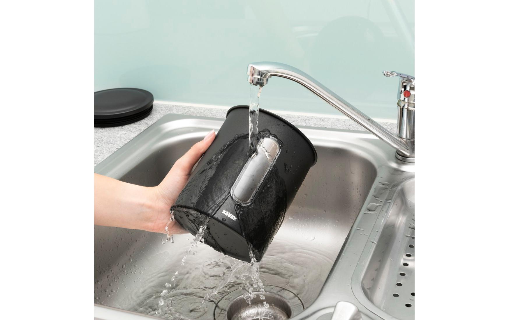 Xavax Vorratsdose 700 ml, Ø 12,5 × 16,5 cm, Edelstahl, luftdicht, schwarz