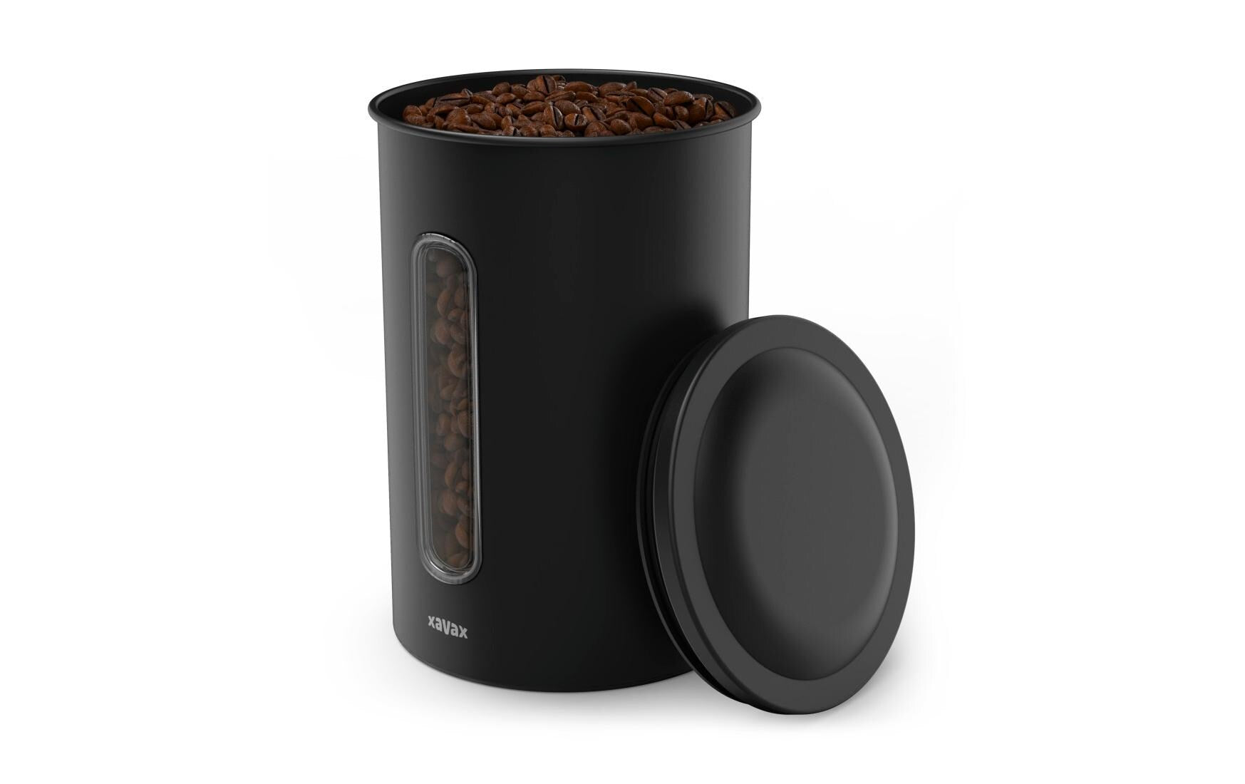 Xavax Vorratsdose 1,5 l, Ø 15 × 24,5 cm, Edelstahl, luftdicht, schwarz