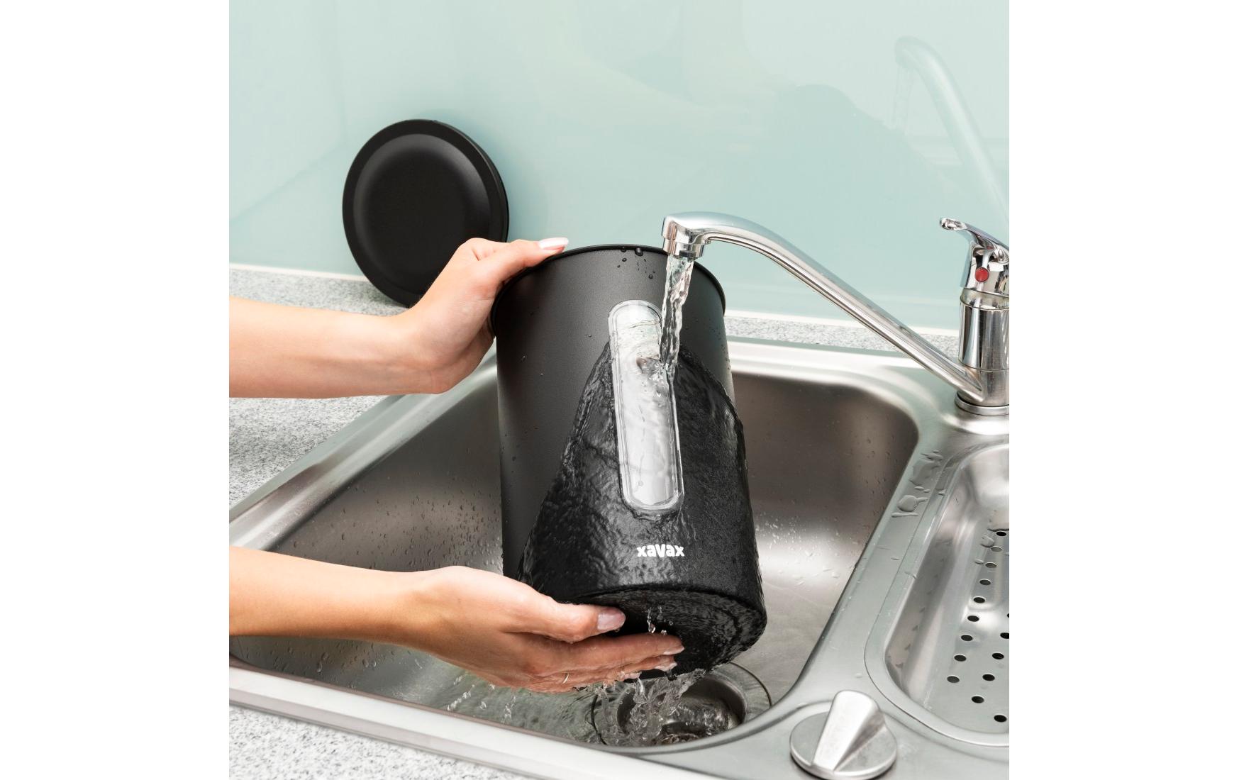 Xavax Vorratsdose 1,5 l, Ø 15 × 24,5 cm, Edelstahl, luftdicht, schwarz