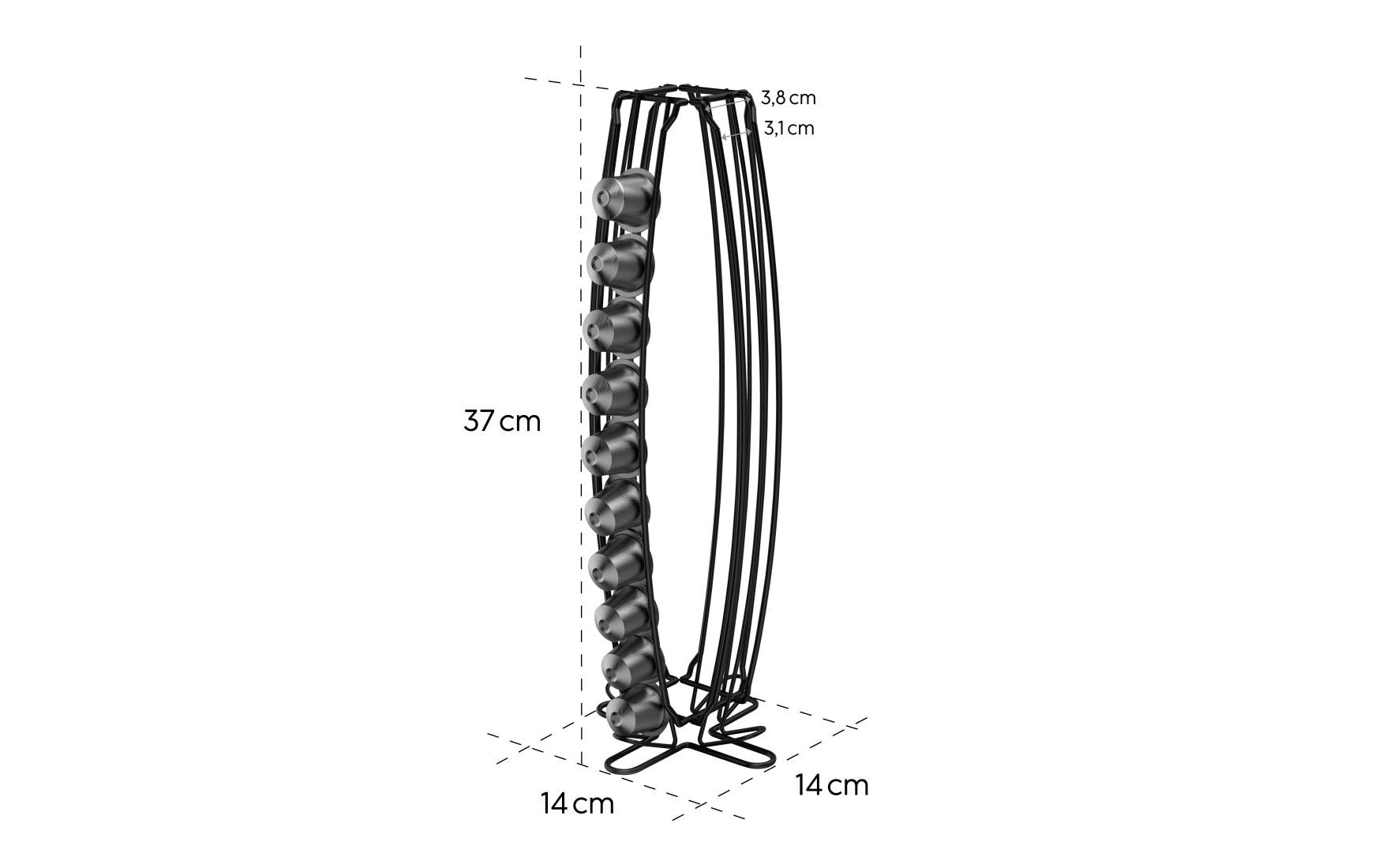 Xavax Kaffeekapselhalter für 40 Kapseln, 13,5 × 14 × 37 cm, Edelstahl, Schwarz
