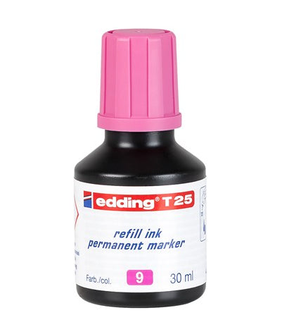 Edding Nachfüllfarbe für Edding Permanent Marker – Pink, geruchsarm, wasserfest, lichtbeständig, 30 ml