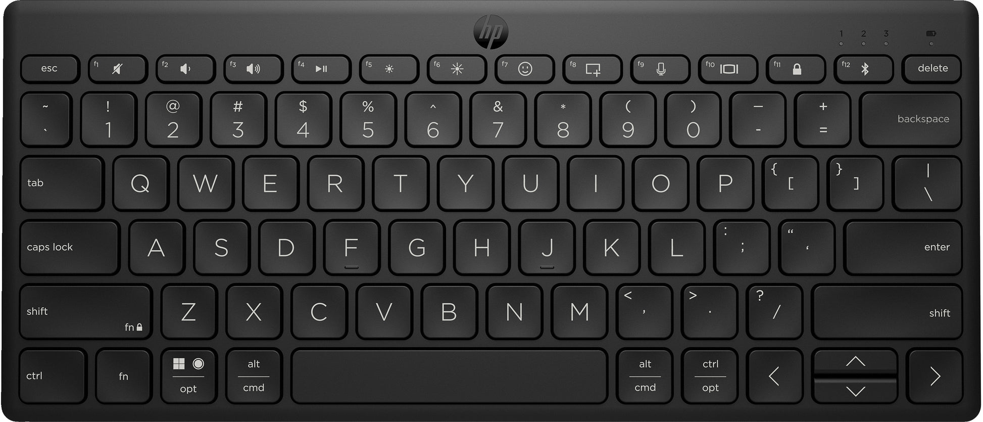 HP 355 Compact Multi Nordic – Kompakte Tastatur – Mechanisch – Bluetooth 5,2 – Ohne Ziffernblock – Schwarz