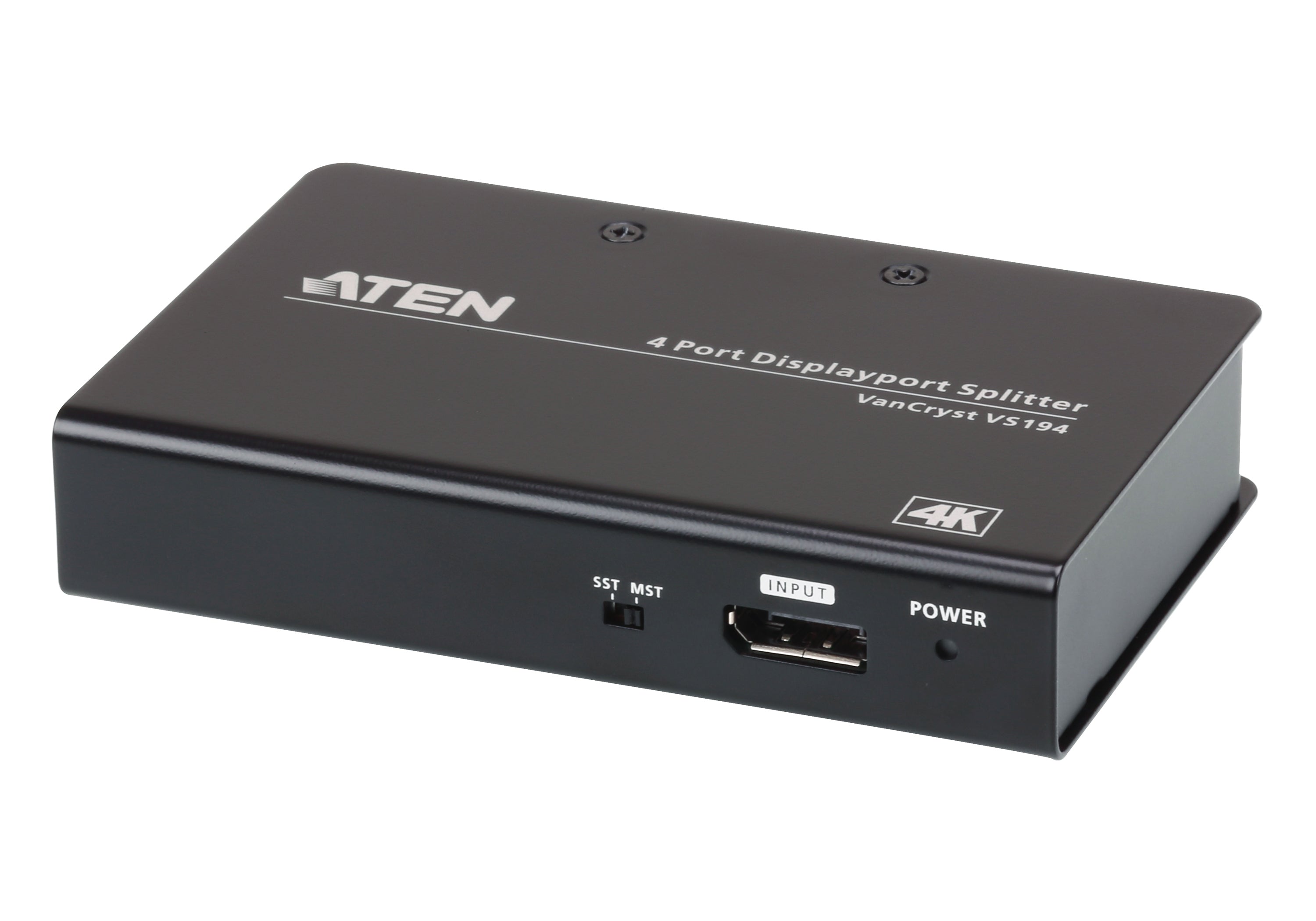 ATEN VS194 – DisplayPort Splitter, DP 1.2a, 1× DP In / 4× DP Out, 4K@60 Hz, HDCP, MST/SST, Schwarz