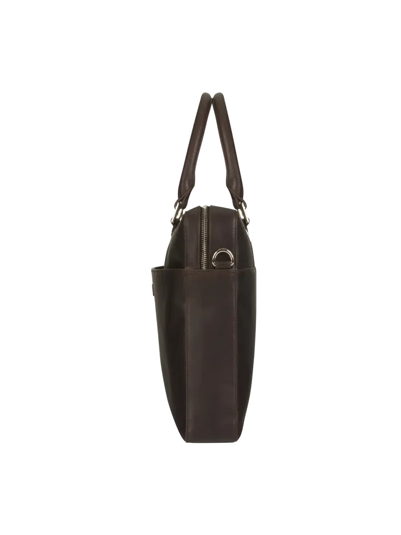 dbramante1928 Notebook-Tasche bis 16" – Vollnarbenleder, abnehmbarer Schultergurt – Braun