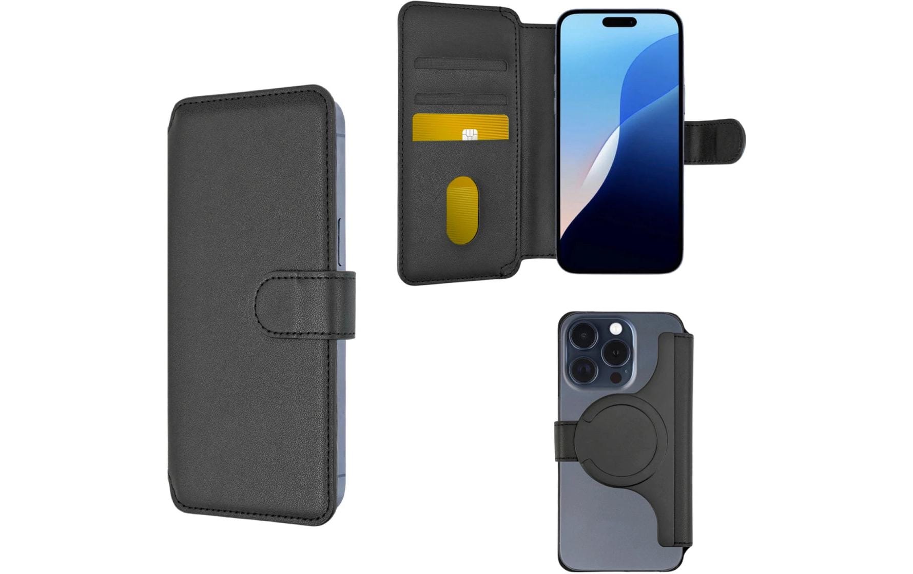4smarts MagWallet CardCaddy L – Kartenhalter/Wallet – MagSafe – für iPhone (MagSafe) – Schwarz