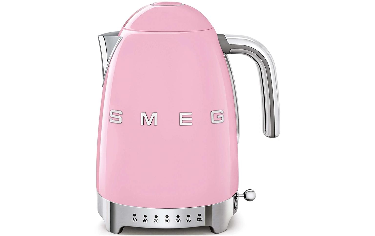 Smeg KLF04PKEU – Wasserkocher 1,7 l, Temperaturregler, 2400 W, Kunststoff, Hellpink