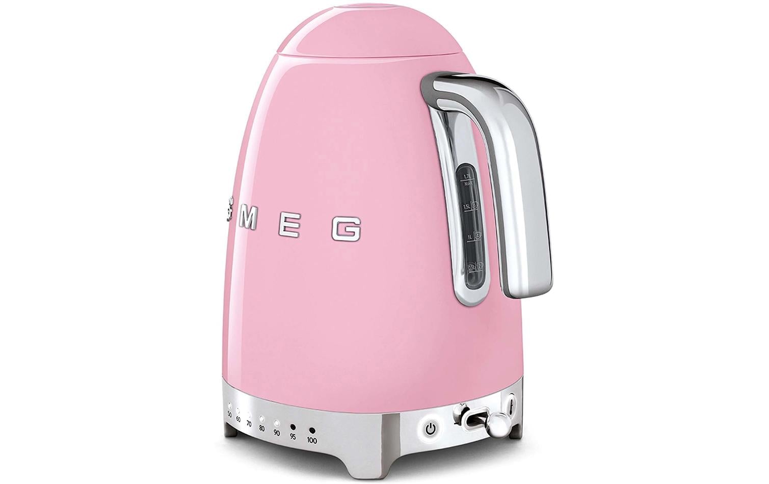 Smeg KLF04PKEU – Wasserkocher 1,7 l, Temperaturregler, 2400 W, Kunststoff, Hellpink