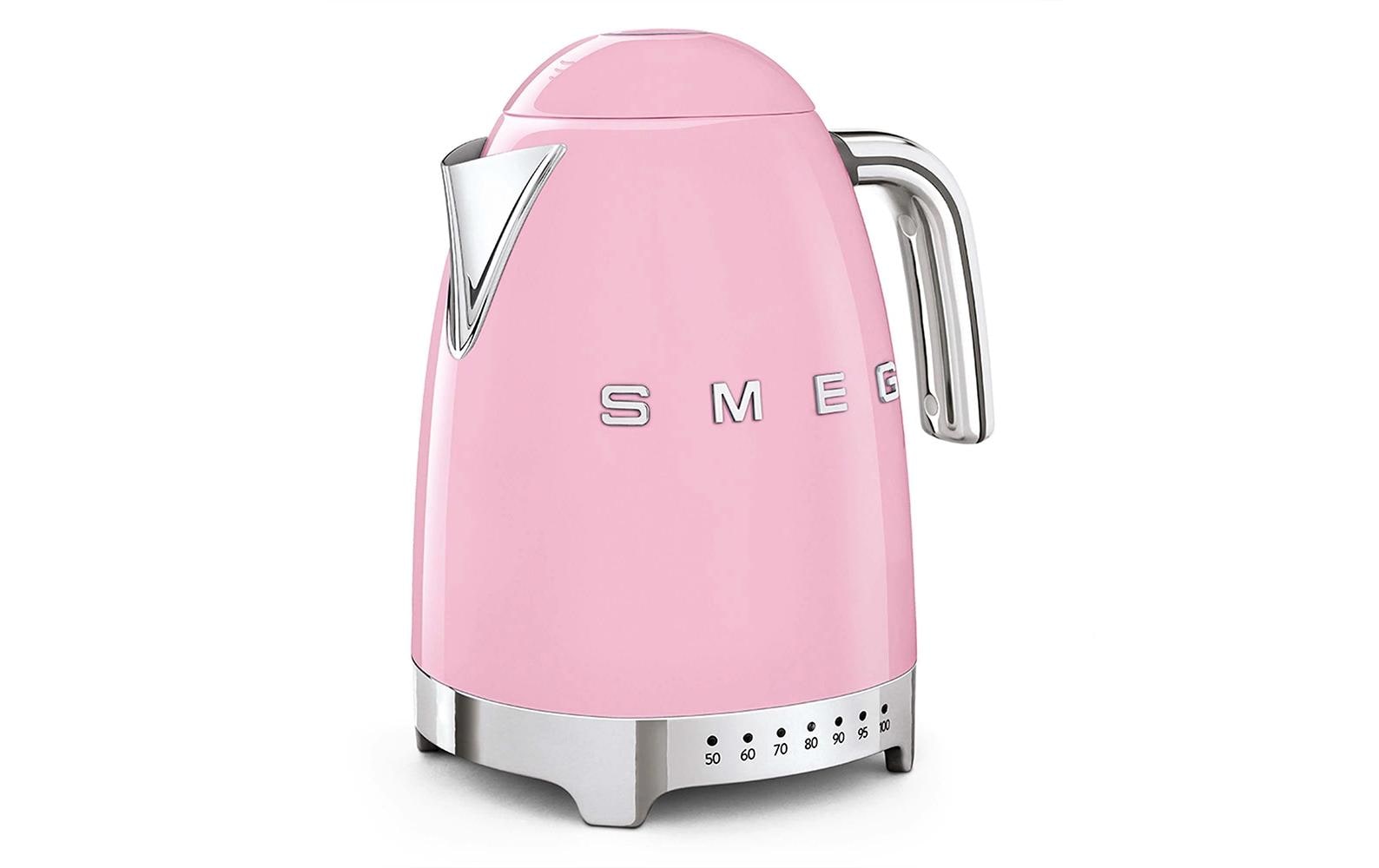 Smeg KLF04PKEU – Wasserkocher 1,7 l, Temperaturregler, 2400 W, Kunststoff, Hellpink